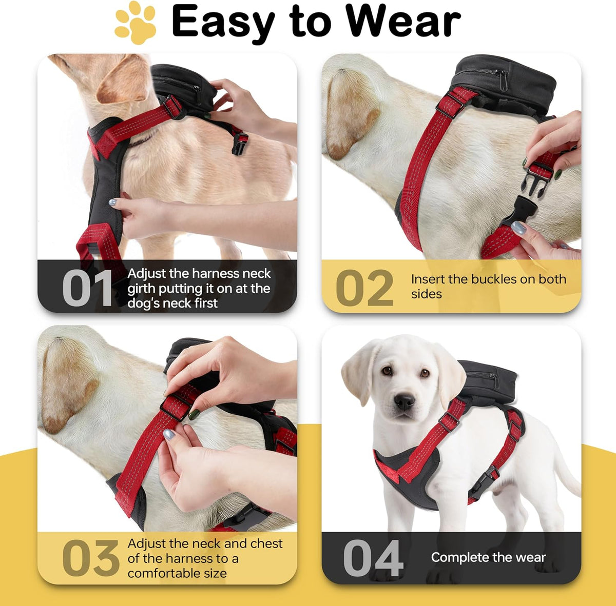 Close up of Moysoon dog harness built in poop bag dispenser