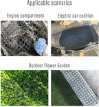 Cat repellent mat placed in outdoor garden soil with peg
