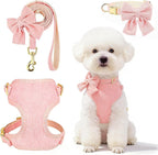 Lwbmg cute small dog harness and leash set in pink front view