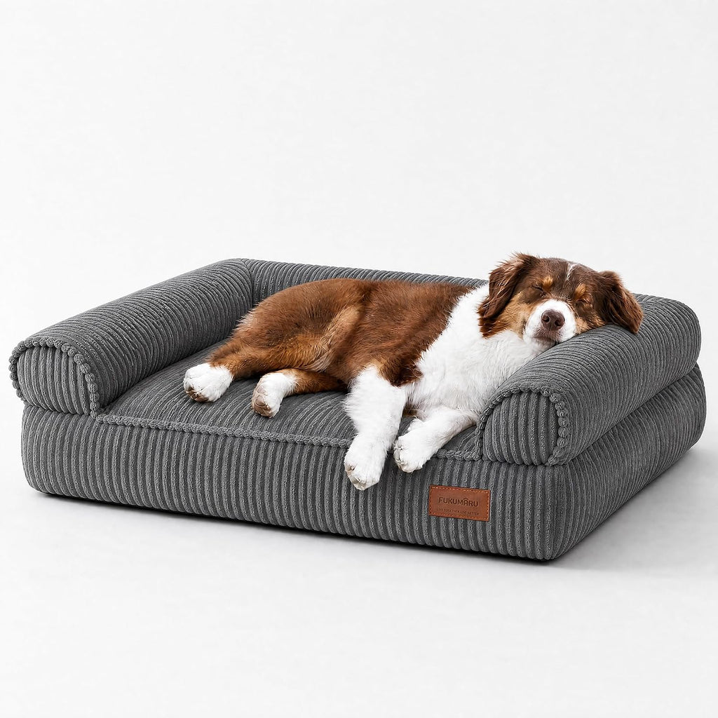 FUKUMARU Dog Couch Bed, Corduroy Cozy Cat Bed for Indoor Cats with Washable Cover, 28in Waterproof Orthopedic Dog Beds Sofa for Small Dogs and Large Cats, Cute Warm Cotton Pet Sofa, Green - Image 14