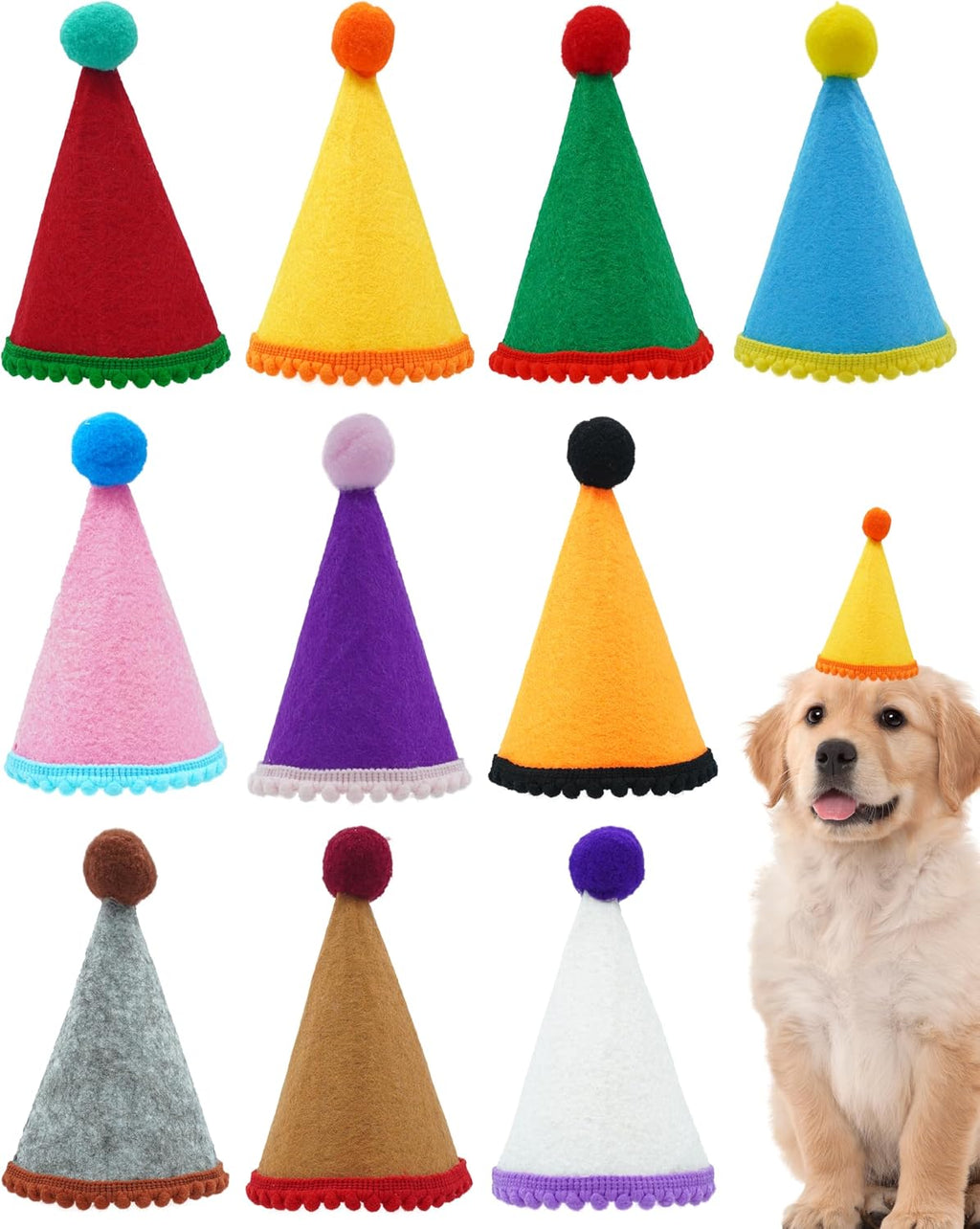 Set of 10 miniature party hats for small animals and toys