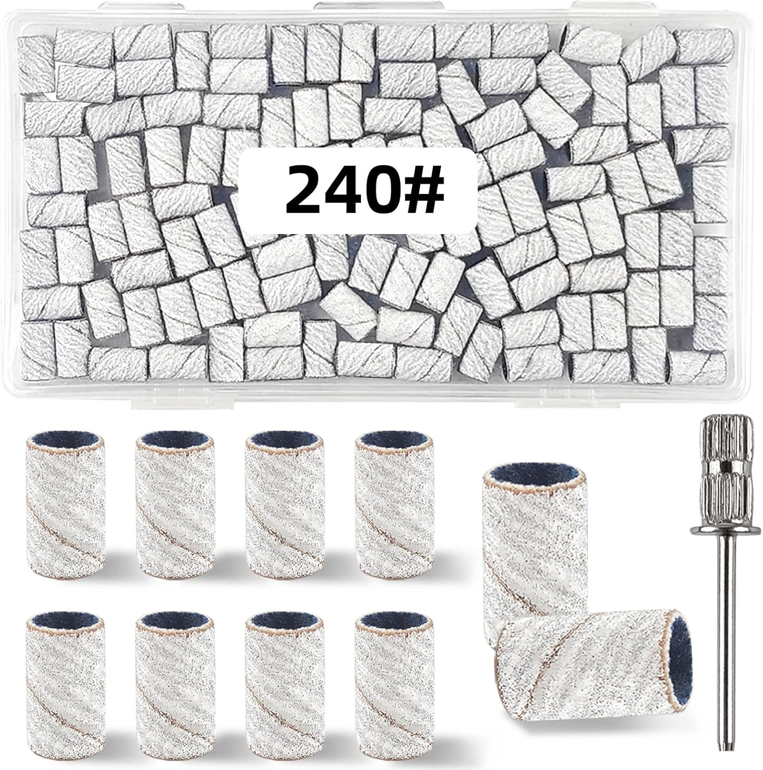 TKYZMS 100 Pcs 240 Grit White Sanding Bands front view