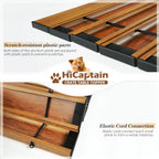 HiCaptain foldable dog cage wooden top plate close up showing vintage brown finish