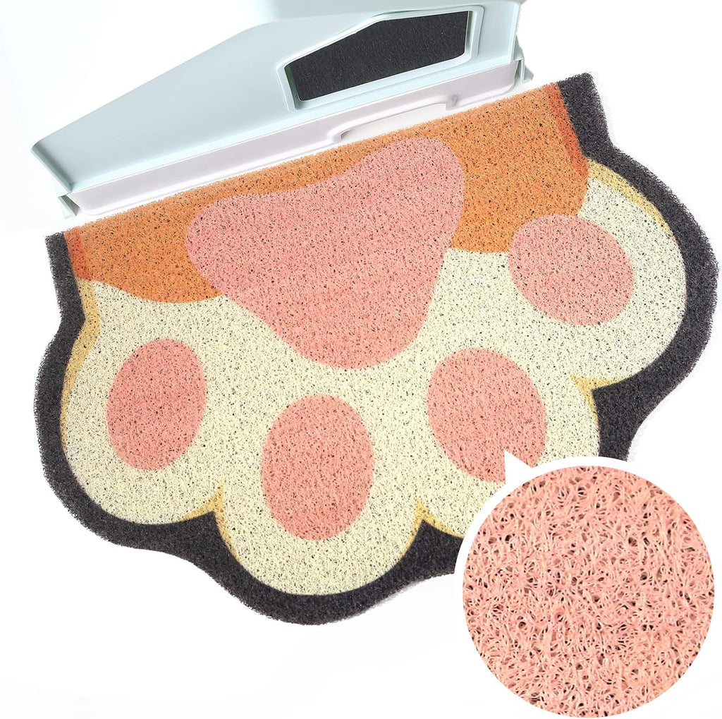 Cute Cat Litter Mat 24"x16", Litter Box Mat, Litter Trapping Mat, Soft on Kitty Paws, Easy Clean, Anti Slip, Pet Accessories, Door Floor mats - Grey Pink - Image 15