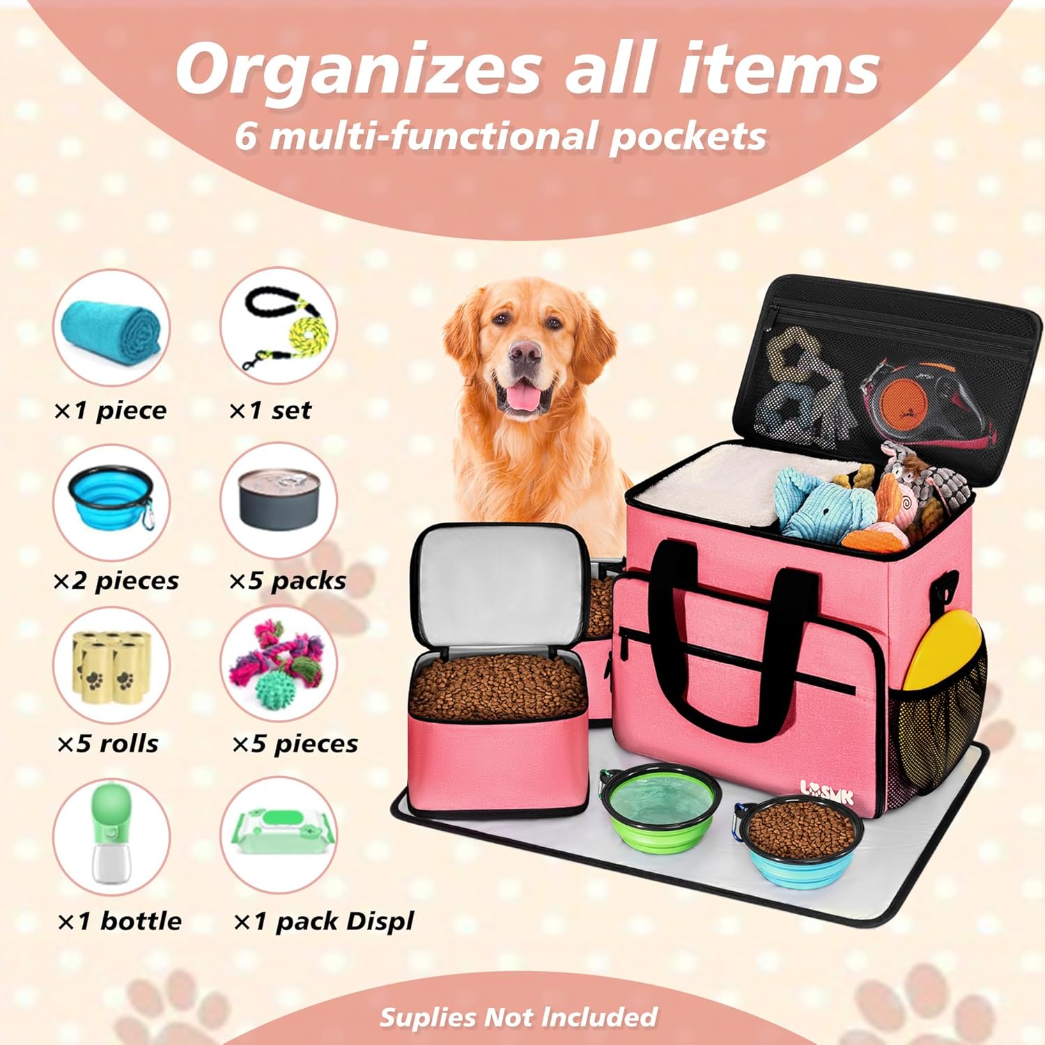 LASUK airline approved dog travel bag with shoulder strap
