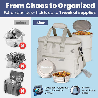 Airline approved dog travel kit sliding over a suitcase luggage sleeve