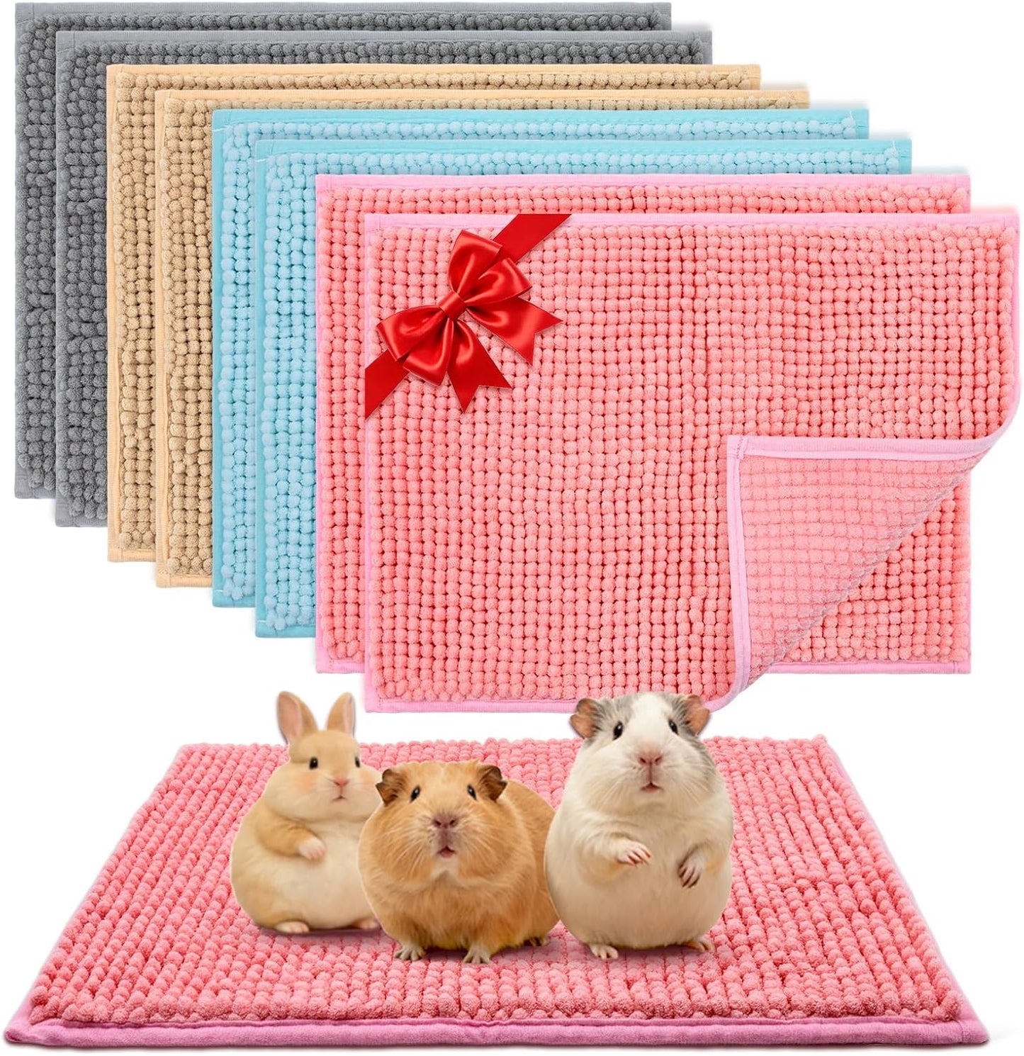 Guinea Pig Cage Liner, 4 PCS Washable Guinea Pig Bedding Fleece Mat, Reusable Pee Pads Mat for Small Animals, Reusable Bunny Rabbit Cage Liner Hamster Chinchilla Cage Accessories 16x12 Inch - Image 11