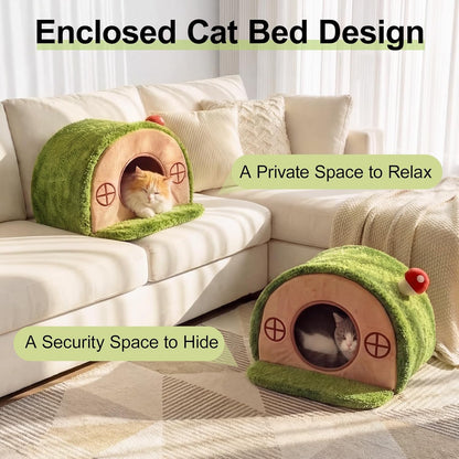 Close up of plush green exterior of Mellownido pet tent