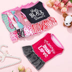 Medium sized female dog wearing the zebra pattern Clysee summer apparel dress