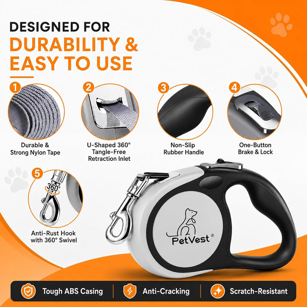 Side profile of PetVest leash with integrated poop bag holder