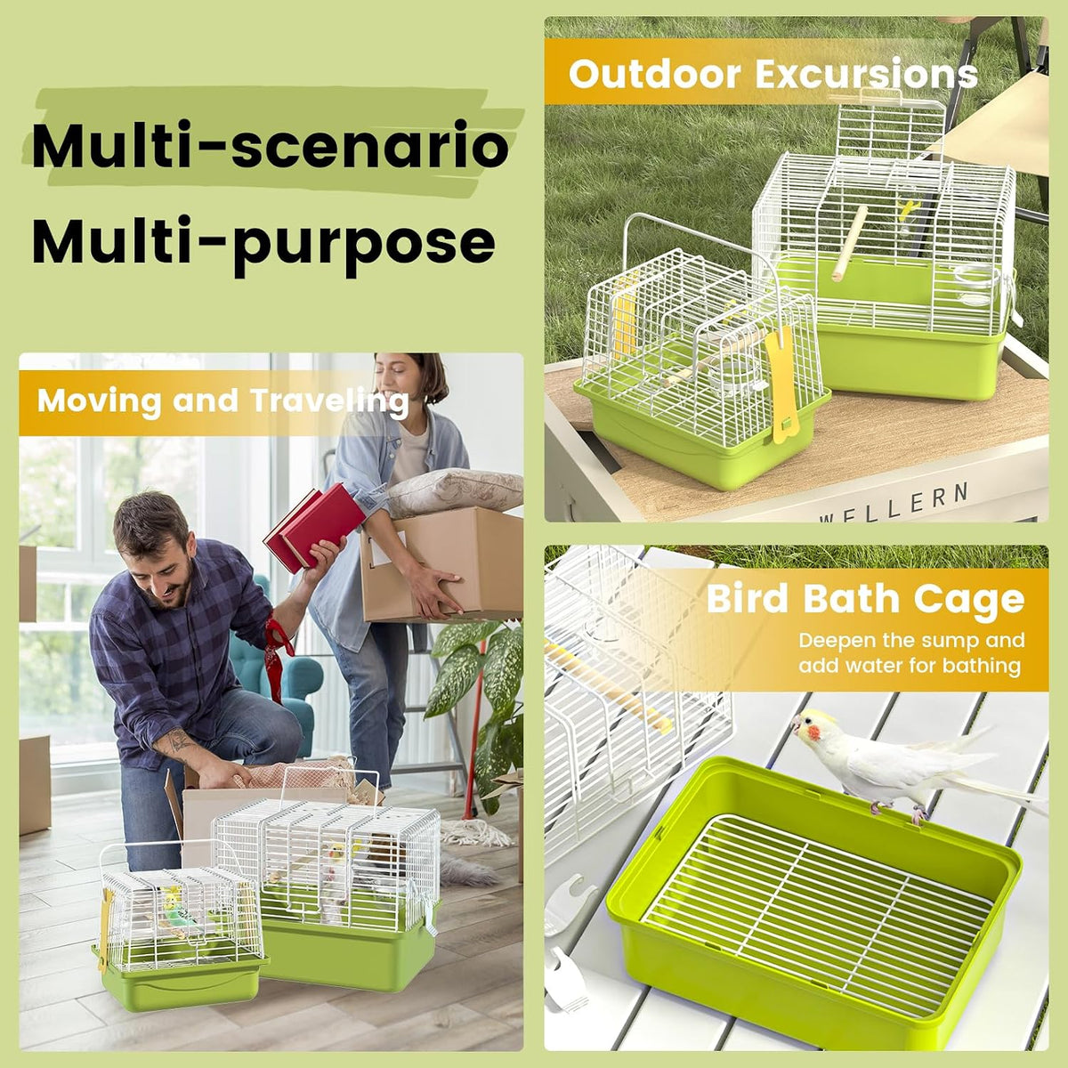Small Bird Cage,Parakeet Travel Carrier with Handle,Perch,Feeder,Waterer - Image 6
