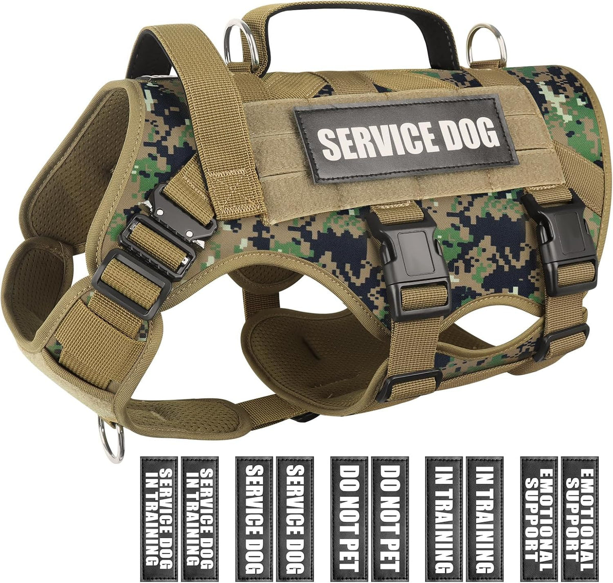 WINSEE Service Dog Vest Harness for Large Dog, Tactical Working MOLLE Vest with 10 Pet Patches, No Pull Heavy Duty Harness for Training Walking - Image 9