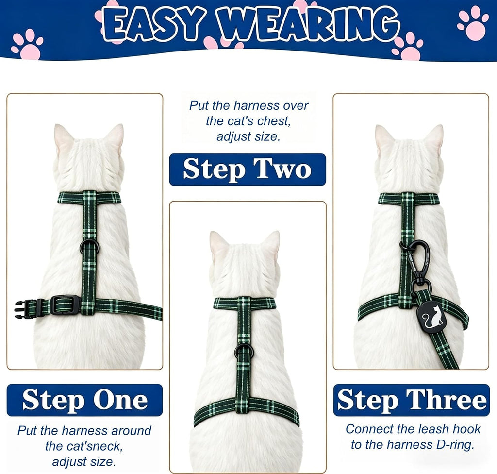Mihachi adjustable cat leash and harness set in black