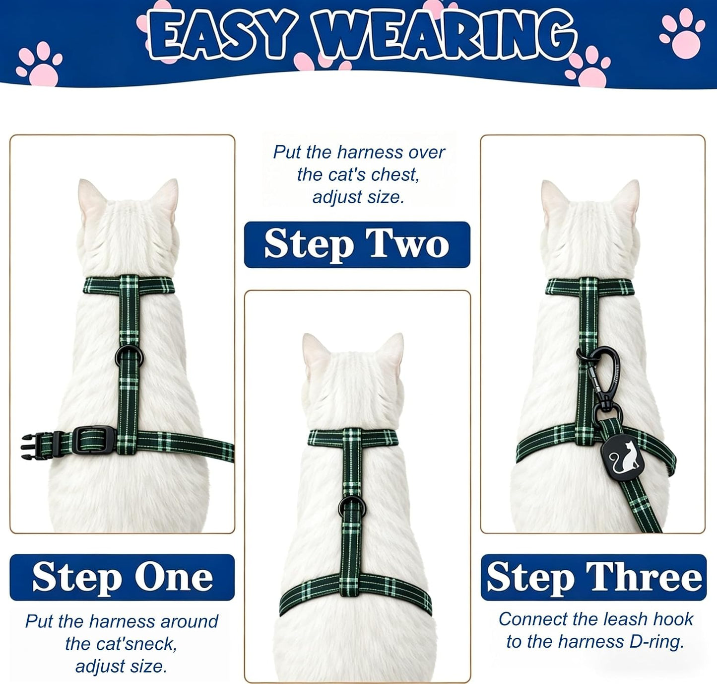 Mihachi adjustable cat leash and harness set in black