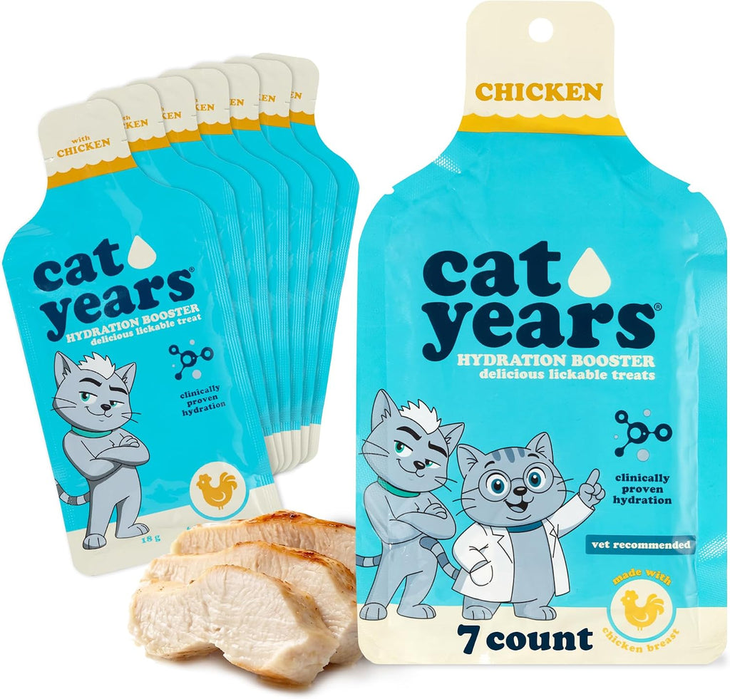 Cat Years daily lickable cat treat chicken 7 pack front view