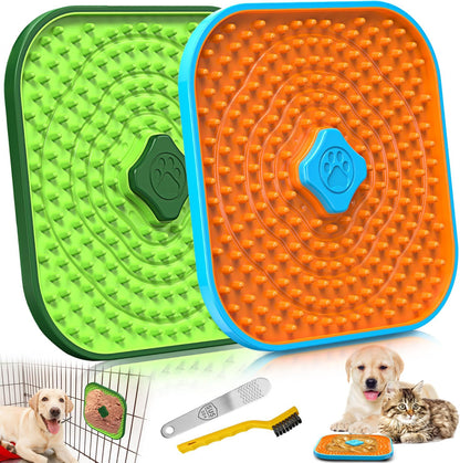Frozen treat on Hopet licking mat for summer boredom relief