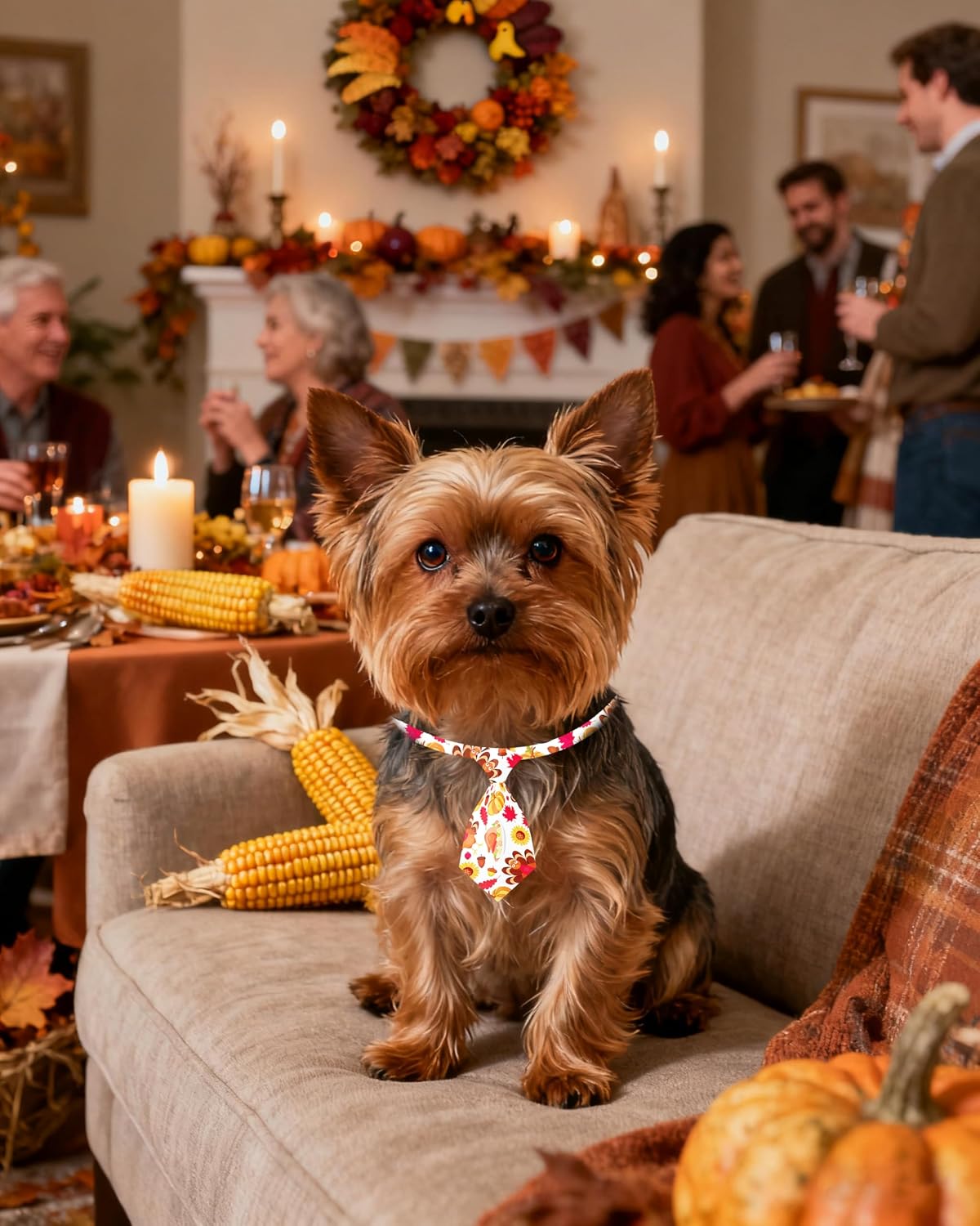 Assorted multi colored holiday patterns of the imported small dog neckties set