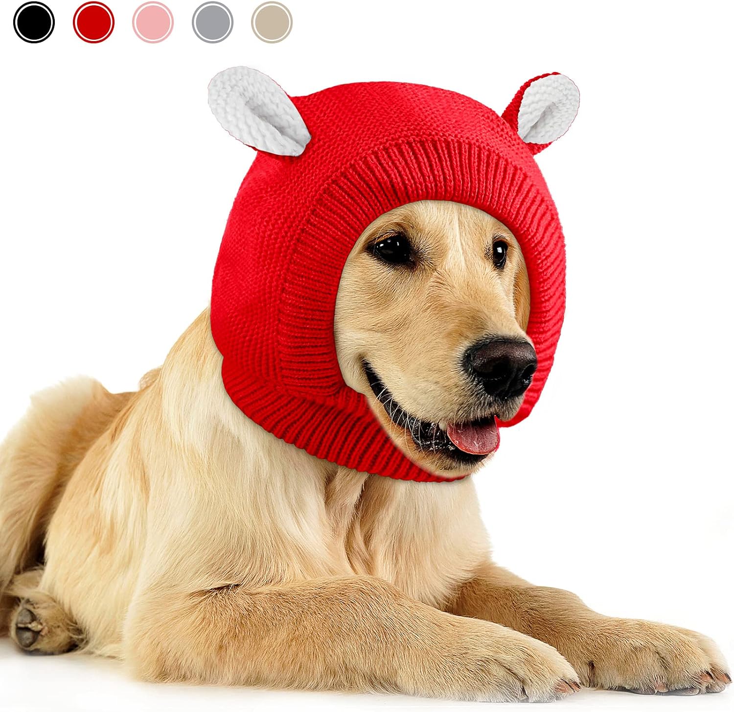 Frienda Dog Ear Muffs Noise Protection, Neck 14.96 Inch Fits Medium Dogs, Knitted Calming Hood for Dogs, Fireworks Thunder Anxiety Relief, Fleece Inner Warm Beanie Hat(Black) - Image 12
