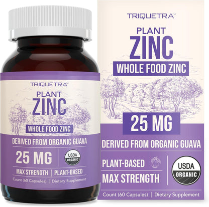 Triquetra Health Organic Zinc 25 mg whole food capsules for immune health