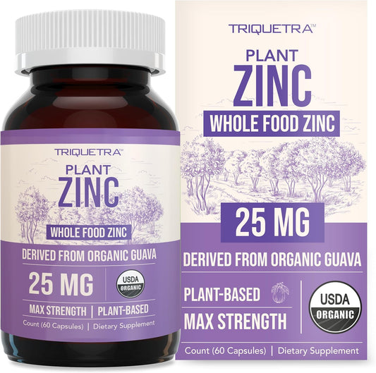 Triquetra Health Organic Zinc 25 mg whole food capsules for immune health