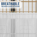 White stretchy nylon mesh bird cage seed guard wrapped around cage