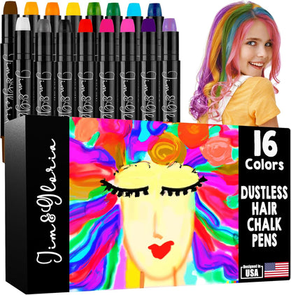 Jim and Gloria 16 dustless hair chalk set packaging front view