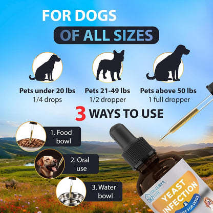 Holistic pet health tincture showing easy application drops for irritated skin