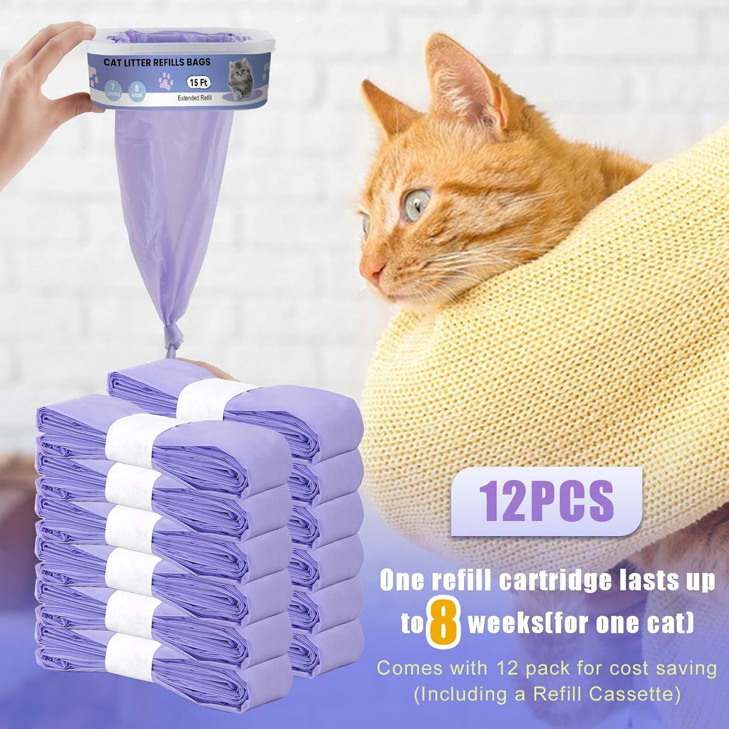 Astrallgn continuous film cat litter bag refill roll being knotted at bottom