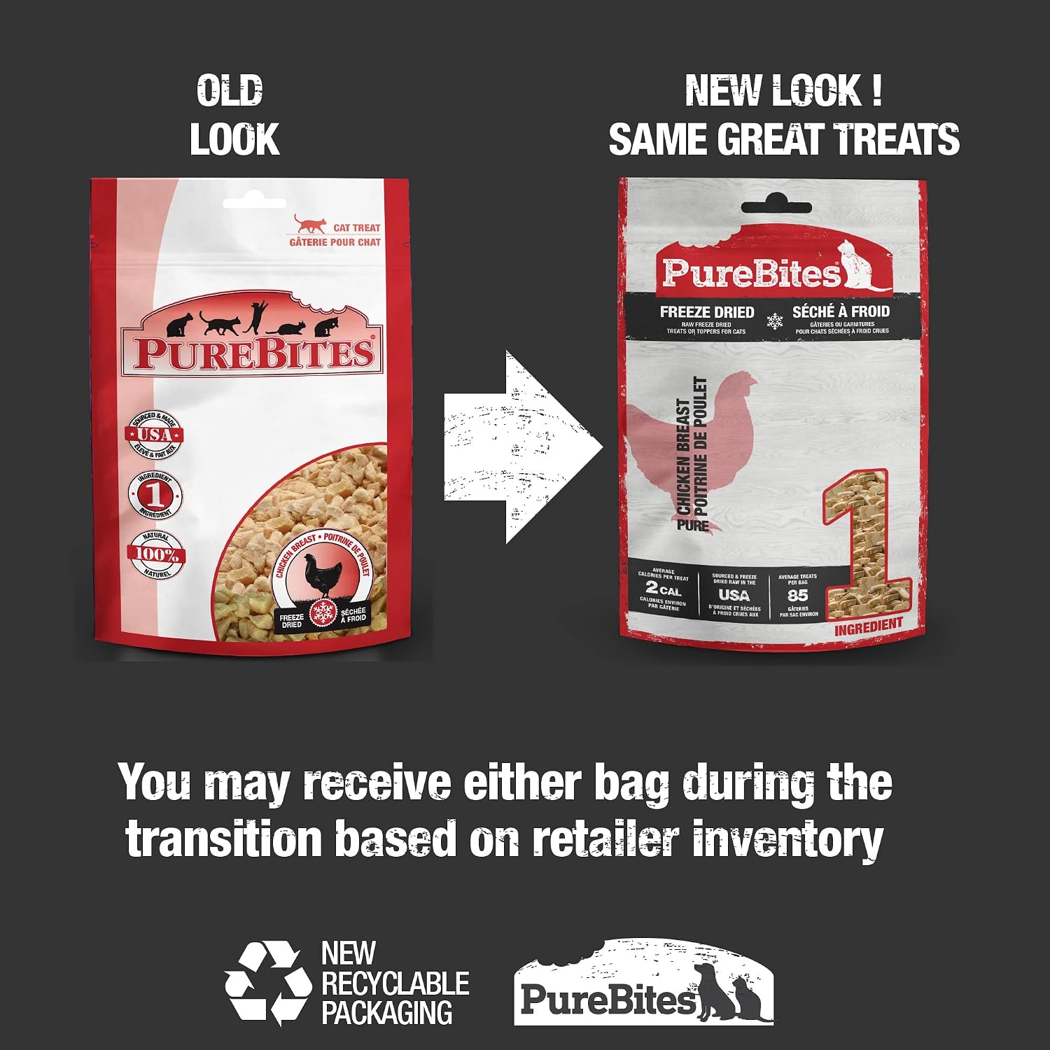 PureBites single ingredient cat treats bag display