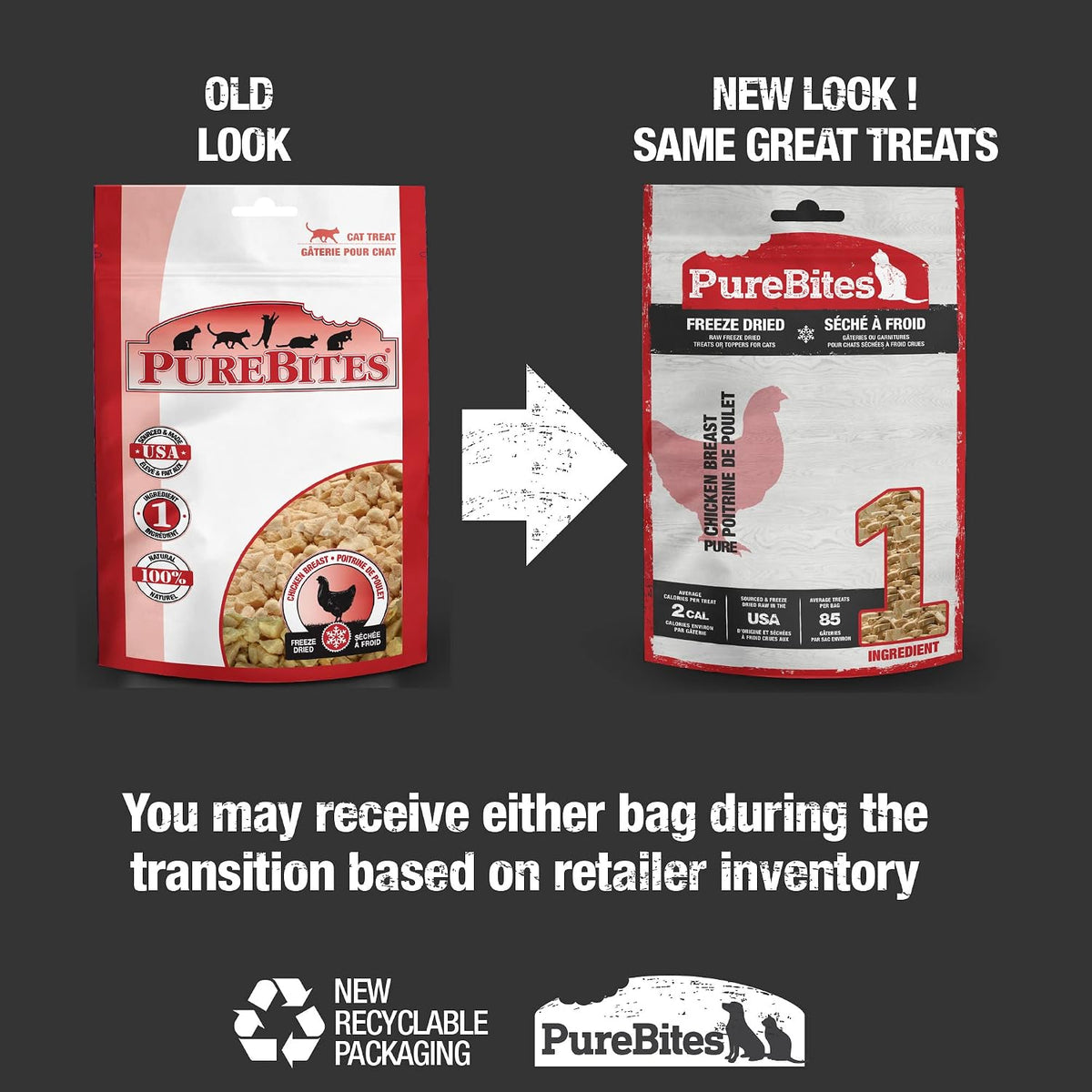 PureBites single ingredient cat treats bag side profile