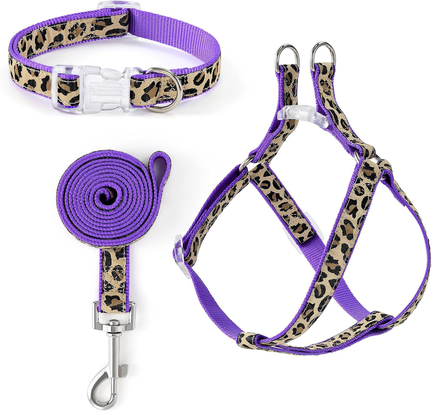 Mile High Life Leopard Dog Harness Collar Leash Set, Adjustable No Pull Dog Halter Harness for Small Breed Dogs, Easy Control for Training Walking (Pink, S Chest 11"-18", Neck 10"-14") - Image 14