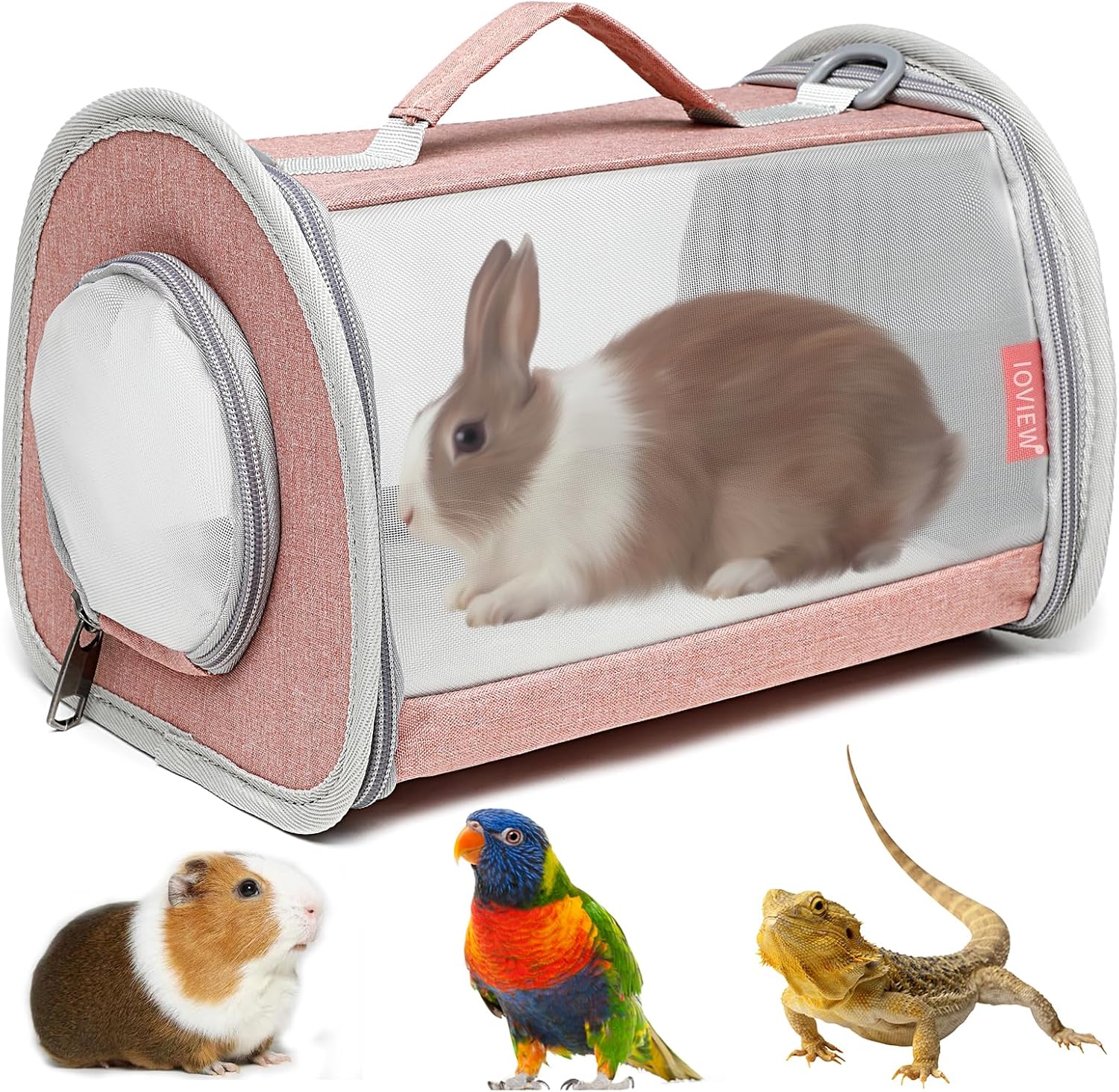 Guinea Pig Carrier Travel Small Animal Carrier Bag Lizard Bird Rabbit Carrier Cage Squirrel Breathable Bag Portable Travel Hamster Small Pet Hangbag (Small, Gray) - Image 10