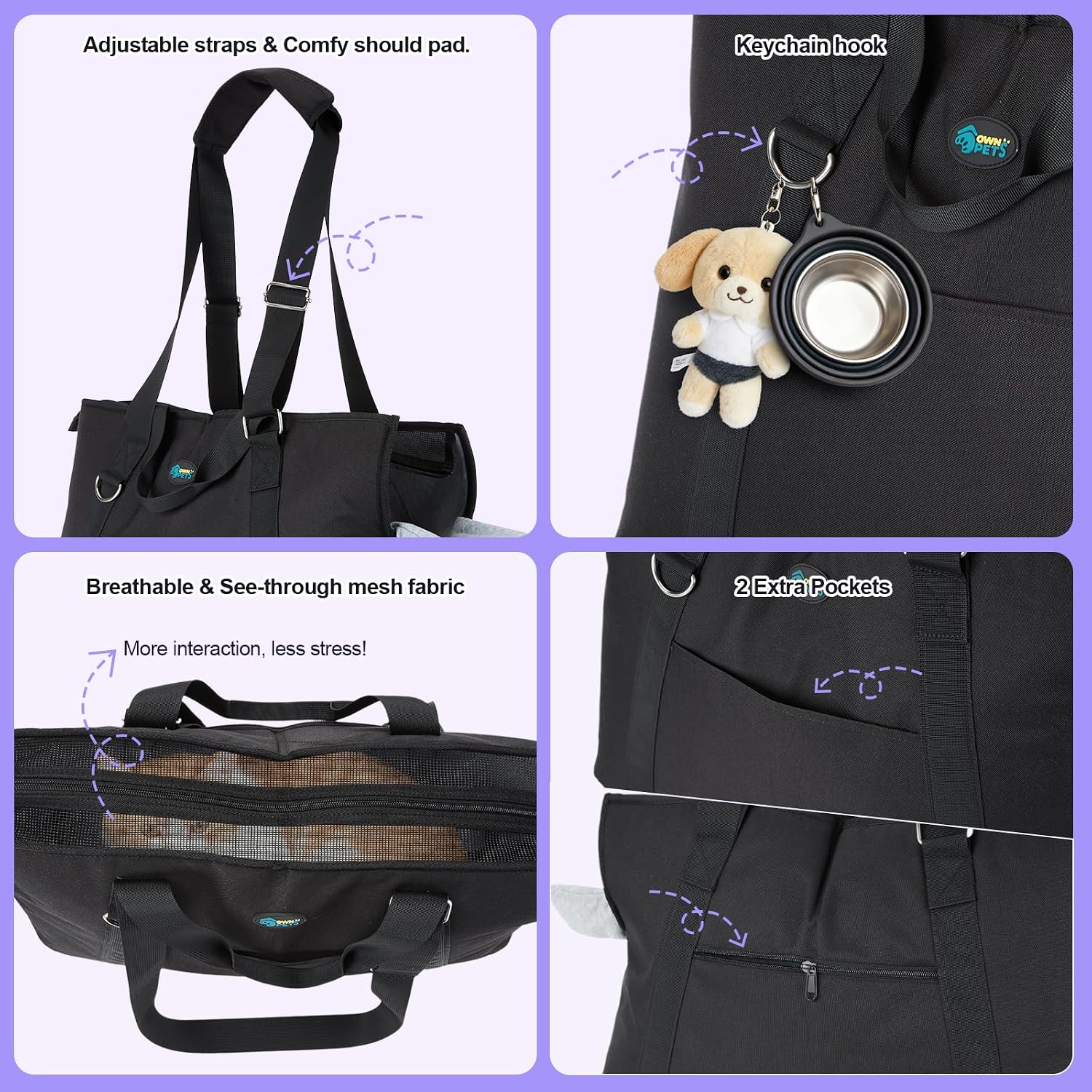 Close up of safety tether inside Ownpets carrier