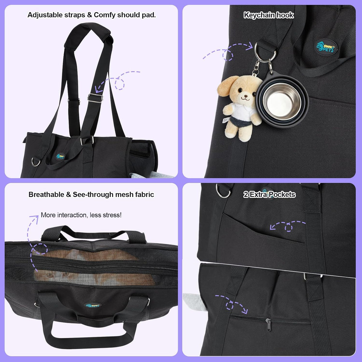 Close up of safety tether inside Ownpets carrier