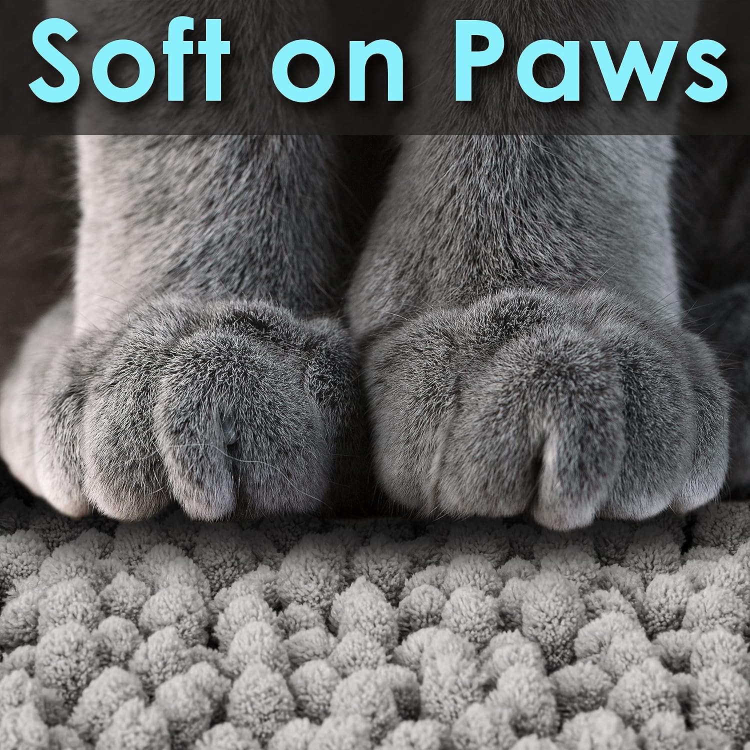 Cat stepping out of litter box onto CatGuru medium gray mat