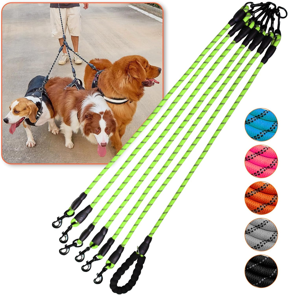 Luck Dawn five dog walking rope leash premium quality imported leash