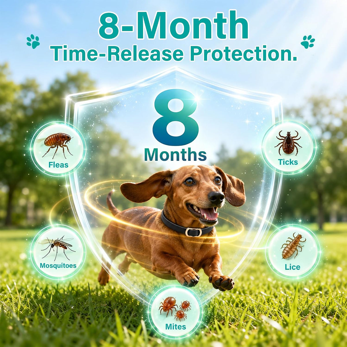 Flea and Tick Collar for Dogs 6 Pack, Natural Flea & Tick Prevention with Essential Oils, Waterproof Adjustable Dog Collar for Small Medium Large Dogs, Black & Gold - Image 3