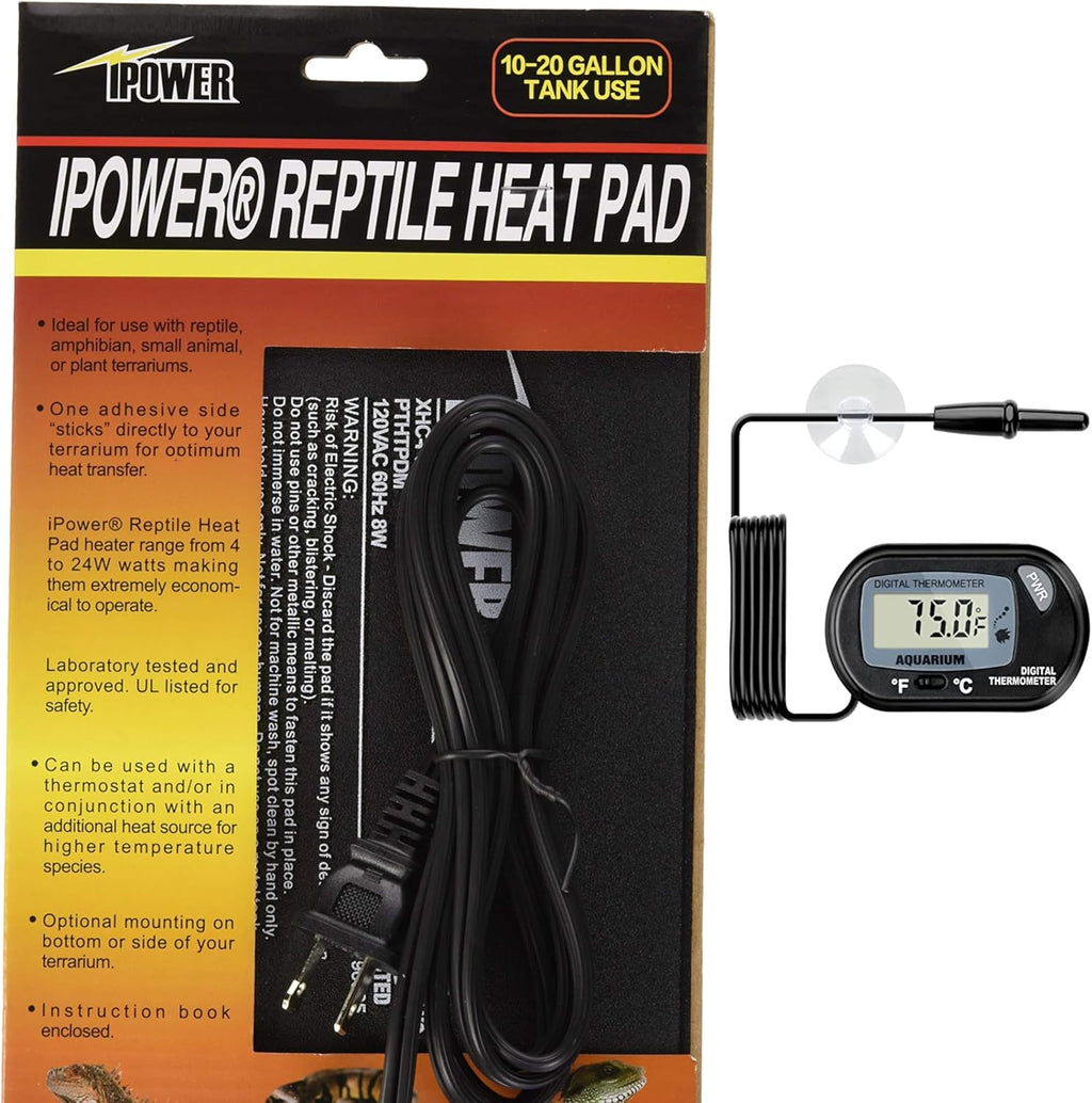 iPower reptile heat mat front view packaging box