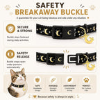 Waaag celestial kitten collar detailed view of gold crescent moon charm and bell