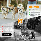 Black and white reflective rope triple dog leash detached configuration view.