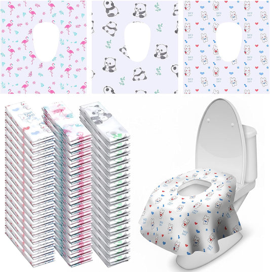 Dunzoom disposable toilet seat covers box front view showing individual packaging