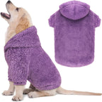 Fuzzy Dog Hoodie Dog Sweaters for Large Dogs Soft Double-Sided Plush Fleece Sweater Clothes Coats Hoodie Sherpa Hooded Sweatshirt(Grey-L) - Image 10