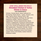 Small breed dog eating Wellness Core wet food