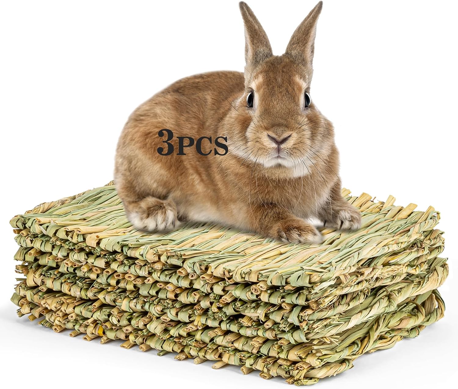 Sukh Natural Rabbit Grass Mats - Woven Hay Bed Cage Mats, Pet Bedding & Cooling Nesting Toys for Bunny, Hamster, Chinchilla, Guinea Pig and Other Small Animals 2PCS - Image 9