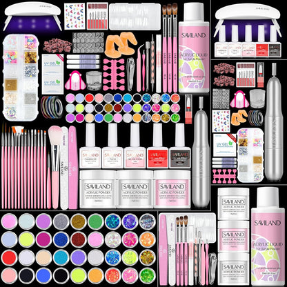 Saviland professional acrylic nail kit with drill and tools front view