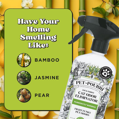 Pet-Pourri Smell Ya Litter Cat Litter Deodorizer Spray, Purrfectly Bamboo 3.4 Fl Oz, Up to 170 Uses, Pet Odor Remover with Essential Oils for Air, Carpet, Urine, Vet Recommended, Bergamot Bamboo Scent - Image 11