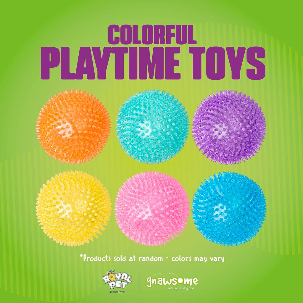 Brightly colored squeaky ball toy for interactive pet play