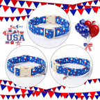 Adjustable poly-cotton patriotic dog collar flat lay