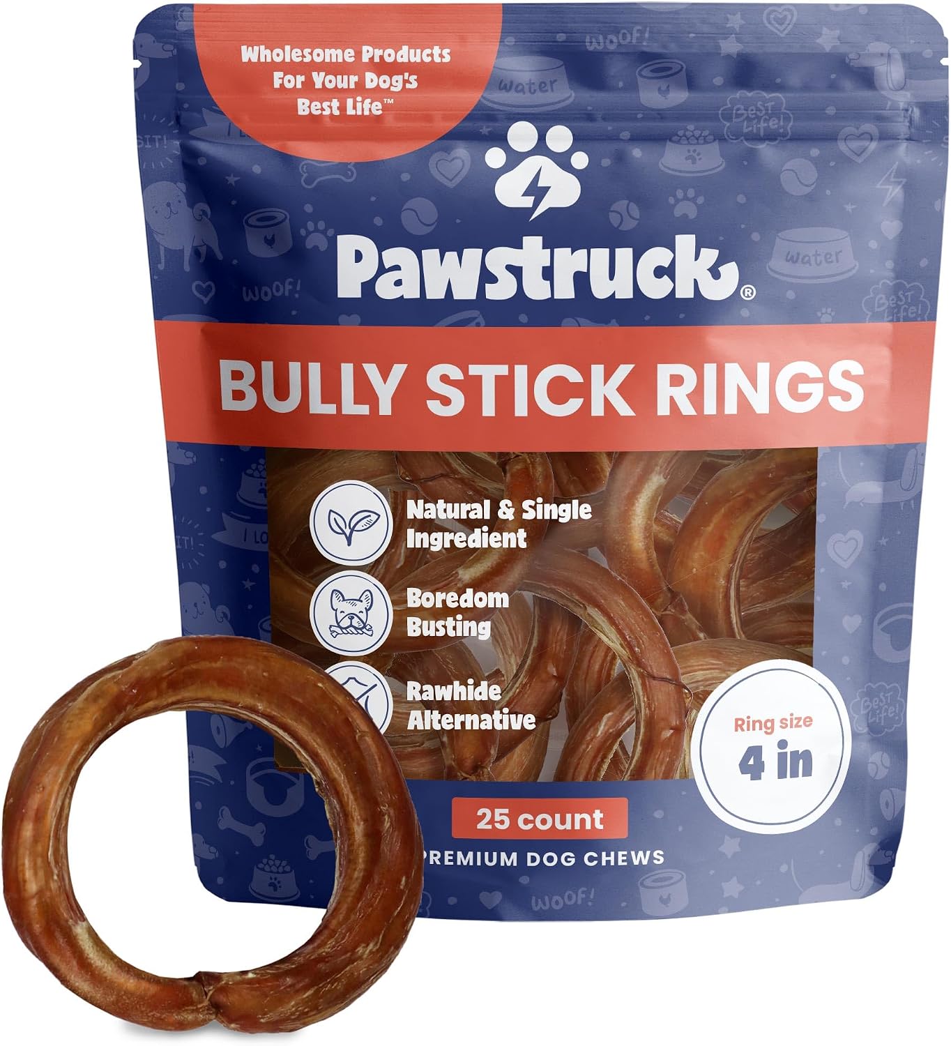 Pawstruck All-Natural 4" Bully Stick Rings for Dogs - Rawhide-Free, 100% Beef, Single Ingredient Dental Chew Bones - Fully Digestible, Low Odor - 3 Pack - Packaging May Vary - Image 10