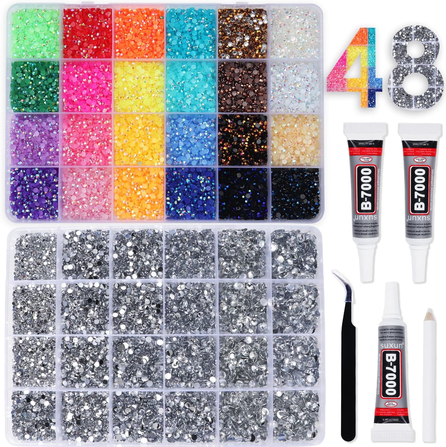 Baoyaalin rhinestones bedazzling kit front view with glue and tools